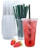 Aatriet 50 Sets 24 oz Clear Plastic Cups with Lids and Straws Disposable Coffee Cups