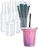 Cappatua 12 oz Clear Plastic Cups with Lids and STRAWS Disposable Drinking Cups for Cold Drinks Iced Coffee Milkshakes Smoothies 25 Sets