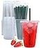 Aatriet 20 oz Clear Plastic Cups with Lids and Straws Disposable Coffee Cups 25 Sets