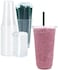 Cappatua 32 oz Clear Plastic Cups with Lids and STRAWS Disposable Drinking Cups for Cold Drinks Iced Coffee Milkshakes Smoothies 25 Sets