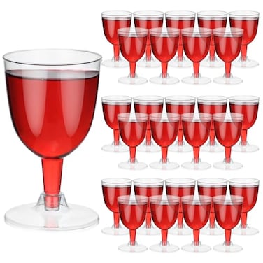 Mimorou 100 Pack 5 oz Disposable Wine Glasses with Stem Plastic Goblets Wine Cups for Wedding Reception Bridal Shower Birthday BBQ Picnic and Summer Outdoor Events