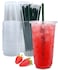 Aatriet 50 Sets 32 oz Clear Plastic Cups with Lids and Straws Disposable Coffee Cups