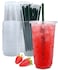 Aatriet 50 Sets 32 oz Clear Plastic Cups with Lids and Straws Disposable Coffee Cups