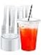 NEEBAKE 150 Sets 9 oz Disposable Plastic Cups With Lids Clear Drinking Cups Plastic Cups for Ice Coffee Smoothie Cold Drinks