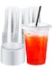NEEBAKE 150 Sets 9 oz Disposable Plastic Cups With Lids Clear Drinking Cups Plastic Cups for Ice Coffee Smoothie Cold Drinks