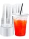 NEEBAKE 150 Sets 9 oz Disposable Plastic Cups With Lids Clear Drinking Cups Plastic Cups for Ice Coffee Smoothie Cold Drinks