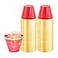 LUODA 150 PCS Red Plastic Cups 9oz Clear Red Disposable Cups with Gold Rim Old Fashioned Tumblers Gold Rimmed Plastic Cups for Any Occasion PartiesBirthday