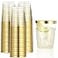 CHATEAU FINE TABLEWARE Gold Plastic Cups 10 Oz Glitter Tumblers With Gold Rim Fancy Disposable Wedding and Elegant Party Cups 100 Count