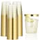 CHATEAU FINE TABLEWARE Gold Plastic Cups 10 Oz Glitter Tumblers With Gold Rim Fancy Disposable Wedding and Elegant Party Cups 100 Count