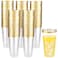LIYH Love LIYH 100 Pcs Gold Plastic Cups 16 oz Clear and Gold Rim Plastic Wine Cups Big Size Fancy Disposable Party Cup Beverage Drinking Cup for Party Wedding