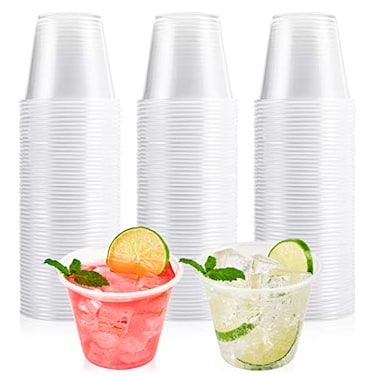 Lilymicky 300 Pack 9 oz Disposable Clear Plastic Cups 9 Ounce Party Cups for Cocktail Parties Picnics and Events