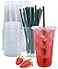 Aatriet 24 oz Clear Plastic Cups with Lids and Straws Disposable Coffee Cups 25 Sets