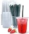 Aatriet 12 oz Clear Plastic Cups with Lids and Straws Disposable Coffee Cups 25 Sets