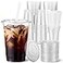VITEVER 100 Sets 20oz Clear Plastic Cups with Lids and Straws Disposable Cups for Iced Coffee Smoothie Milkshake Cold Drinks