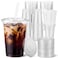 VITEVER 100 Sets 20oz Clear Plastic Cups with Lids and Straws Disposable Cups for Iced Coffee Smoothie Milkshake Cold Drinks