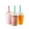 FULING 100 Sets16 oz Plastic Cups With Dome Straw Slot Lids PET Crystal Clear Disposable Togo Cup BPA Free For Party Ice Cold Drinks Coffee Tea Parfait Dessert Smoothie Bubble Boba Fruit Milkshake Slu