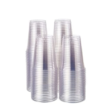 FULING 100 Sets16 oz Clear Plastic BPA Free Drinking Cups Disposable