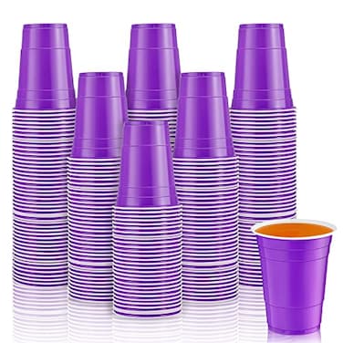 Lounsweer 100 Pcs 16 oz Disposable Party Cups Plastic Heavy Duty Drinking Water Cups for Birthday Baby Shower Wedding BBQ Picnic Party SuppliesPurple