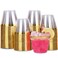Tobvory 100 Pack Gold Rimmed Plastic Cups 9 oz Hard Clear Plastic Cups Premium Disposable Cup For Cocktail And Drinking Food Grade Party Cups Set Sturdy Tumbler Cup Gold Rim