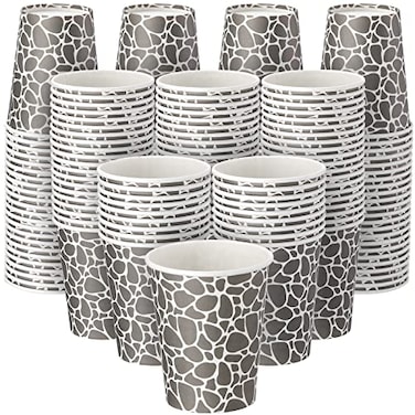 Patelai 100 Pack 9 oz Paper Disposable Coffee Cups 9 oz Geometric Hot or Cold Beverage Drinking Cup for Water Juice Coffee or Tea
