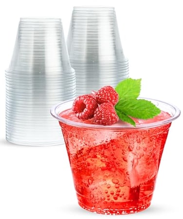 Cappatua 9 oz Clear Plastic Cups 50 Pack 9oz Plastic Cocktail Party Cups Disposable Wine Glasses Small Drinking Cups for Wedding Punch Cup Reusable Food Safe