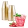 JOLLY CHEF 50 Pack 9 oz Glitter Plastic Cups Disposable Gold Cups Clear Plastic Tumblers for Weddings Thanksgiving Christmas Parties