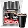 Stock Your Home Black Plastic Cups Disposable 16oz 100 Count HeavyDuty Large Party Cup Pack Bulk Pack for Drinking Punch Soda Wine Beer 4th of July Halloween
