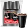Stock Your Home Black Plastic Cups Disposable 16oz 100 Count HeavyDuty Large Party Cup Pack Bulk Pack for Drinking Punch Soda Wine Beer 4th of July Halloween