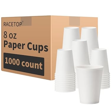 RACETOP 8 oz 1000 Pack Disposable Paper Coffee Cups Paper Cups 8 oz Disposable Ideal for Party Home Office