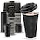 Ginkgo 100 Pack 16 oz Disposable Insulated Coffee Cups with Lids Paper ToGo Coffee Cups for Coffee Bars Hot Chocolate Cocoa and Hot Tea Drinks Black