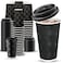 Ginkgo 100 Pack 16 oz Disposable Insulated Coffee Cups with Lids Paper ToGo Coffee Cups for Coffee Bars Hot Chocolate Cocoa and Hot Tea Drinks Black