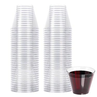 R-kay Rkay 9 Oz Clear Plastic Cups For Party Clear Cups 100 Pack Heavy Duty Disposable CupsTumblers Plastic Wine Glasses For Parties Disposable Plastic Cocktail Glasses Party Cups Disposable