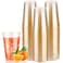 Goodluck 14 oz 50 PCS Gold Glitter Plastic Cups Disposable Glitter Cups Elegant Plastic Cocktail Glasses Fancy Party Cups for Wedding Birthday Holiday
