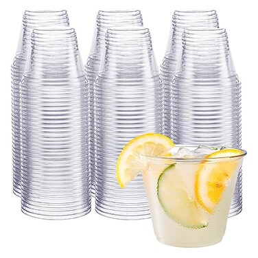 GUSTO 9 oz 300 Count Clear Plastic Cups Sturdy BPAFree Disposable Cups for Parties Cocktails Wine Smoothies Cold Beverages CrystalClear Durable and Food Safe Formerly Comfy Package