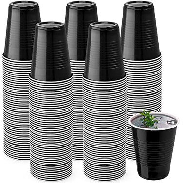 Zopeal 200 Pcs Plastic Cup Bulk 18 oz Disposable Tumblers Wedding Hard Plastic Party Wine Cups Fancy Beverage Drinking Soda Cocktail Glasses for Wedding Birthday ChristmasBlack
