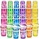 Meanplan 100 Pcs Hawaiian Luau Party Decorations Tropical Cups Bulk with 100 Pcs Umbrella Drinks Straws 12 oz Reusable Plastic Coconut Pineapple Cups for Cocktail Juice Summer Pool Beach Supplies