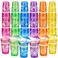 Meanplan 100 Pcs Hawaiian Luau Party Decorations Tropical Cups Bulk with 100 Pcs Umbrella Drinks Straws 12 oz Reusable Plastic Coconut Pineapple Cups for Cocktail Juice Summer Pool Beach Supplies