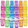 Meanplan 100 Pcs Hawaiian Luau Party Decorations Tropical Cups Bulk with 100 Pcs Umbrella Drinks Straws 12 oz Reusable Plastic Coconut Pineapple Cups for Cocktail Juice Summer Pool Beach Supplies