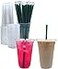 Aatriet 100 Sets 24 oz Clear Plastic Cups with Lids and STRAWS Disposable Party Cups for To Go Iced Coffee Cold Drinks Smoothie Juice Parfait Frappuccino Milkshake No Leaking Fruit Cup