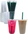 Aatriet 100 Sets 24 oz Clear Plastic Cups with Lids and STRAWS Disposable Party Cups for To Go Iced Coffee Cold Drinks Smoothie Juice Parfait Frappuccino Milkshake No Leaking Fruit Cup