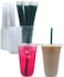 Aatriet 100 Sets 24 oz Clear Plastic Cups with Lids and STRAWS Disposable Party Cups for To Go Iced Coffee Cold Drinks Smoothie Juice Parfait Frappuccino Milkshake No Leaking Fruit Cup