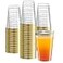 PLASTICPRO Disposable 12 oz Crystal Clear Plastic Tumblers With Gold Rim for Partys Weddings pack of 50
