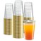 PLASTICPRO Disposable 12 oz Crystal Clear Plastic Tumblers With Gold Rim for Partys Weddings pack of 50