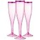 Homy Feel 65 OZ Pink Rim Polystyrene Champagne Flutes 30 Pack Disposable Wine Glasses for Party