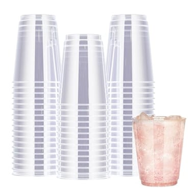 R-kay Rkay Clear Plastic Cups 50 Pack Heavy Duty 10 OZ Disposable cups Plastic cocktail Glasses Heavy Duty Clear Disposable Cocktail Glasses