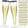 Zubebe 100 Pcs Plastic Champagne Flutes 45oz Classic Champagne Clear Plastic Cups Wedding Party Toasting Cocktail Cups Bulk Home Toasting Drinking PartyBlack