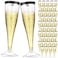 Zubebe 100 Pcs Plastic Champagne Flutes 45oz Classic Champagne Clear Plastic Cups Wedding Party Toasting Cocktail Cups Bulk Home Toasting Drinking PartyBlack
