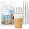 FROZIP 50 Pack 20oz Plastic Coffee Cups with Sip Lids Clear Plastic Cups with Lids for Smoothies Iced Coffee Restaurant Supplies