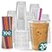 GUSTO 20 oz 100 Count Clear Cups with Flat Lids Straws Disposable Clear Drinking Cups for Iced Coffee Cold Drinks Milkshakes and Smoothies Formerly Comfy Package