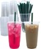 Aatriet 100 Sets 32 oz Clear Plastic Cups with Lids and STRAWS Disposable Party Cups for To Go Iced Coffee Cold Drinks Smoothie Juice Parfait Frappuccino Milkshake No Leaking Fruit Cup